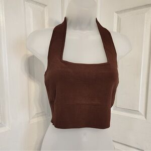 Brown Halter Neck Women's Top